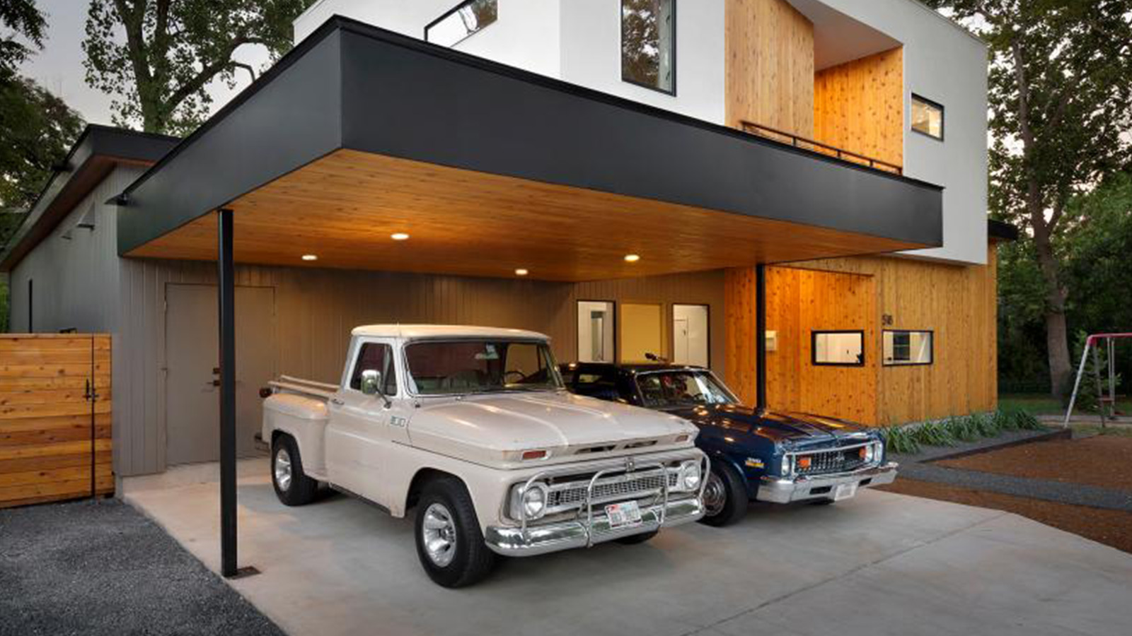 Two car garage carport home