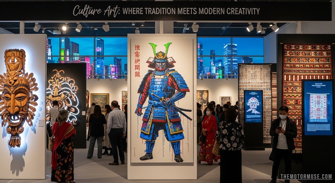 Traditional culture art showcasing colorful patterns and heritage-inspired designs