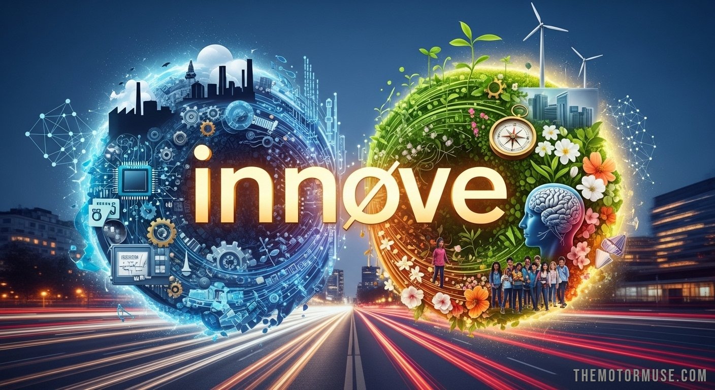 Creative team brainstorming innovative ideas on digital board representing innøve concept