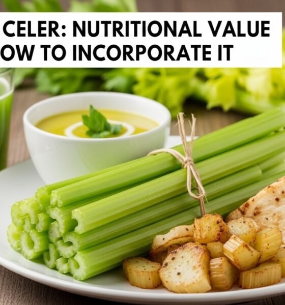 Fresh Pravi Celer stalks on a wooden cutting board, ready for cooking or snacking.