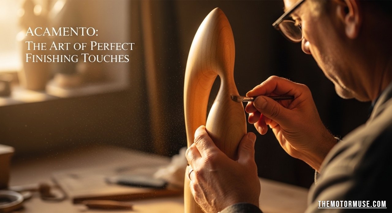 Acamento finishing process showcasing refined details in construction, fashion, and digital design for a polished final result