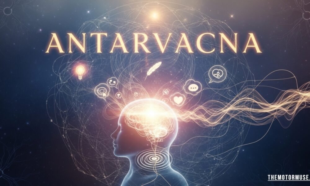 Illustration of a person in deep thought representing antarvacna, the inner voice and internal dialogue within the human mind