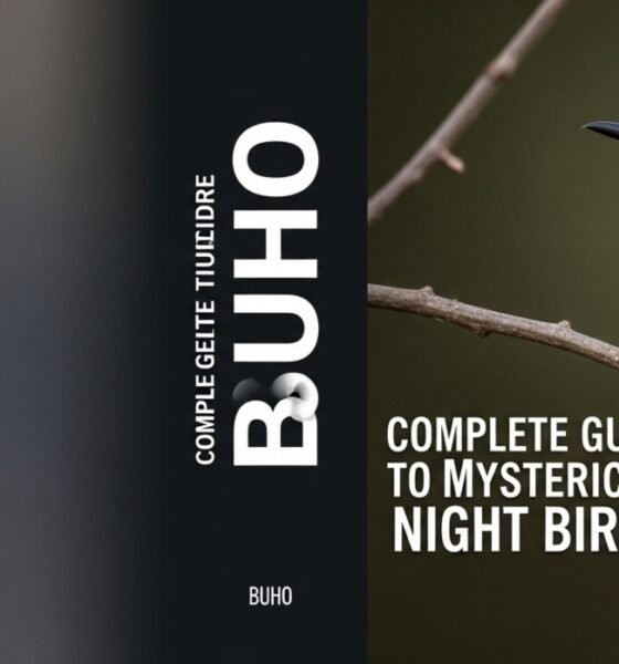 buho nocturnal owl perched on tree branch at night