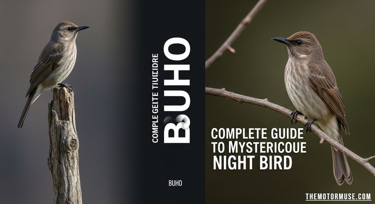 buho nocturnal owl perched on tree branch at night