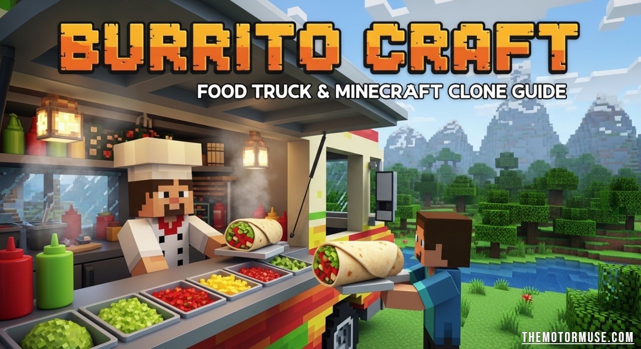 Burrito Craft food truck in Wānaka serving Mexican burritos alongside a browser-based Minecraft-style game interface