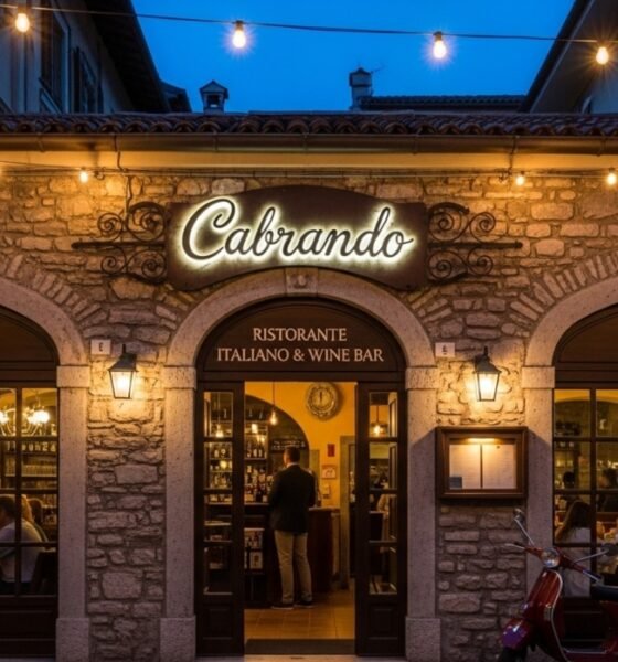 "Cabrando Italian restaurant and wine bar in Bassano del Grappa with European Walnut flooring"
