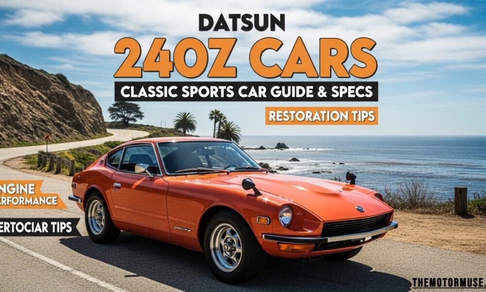 Datsun 240Z classic sports car in red on road