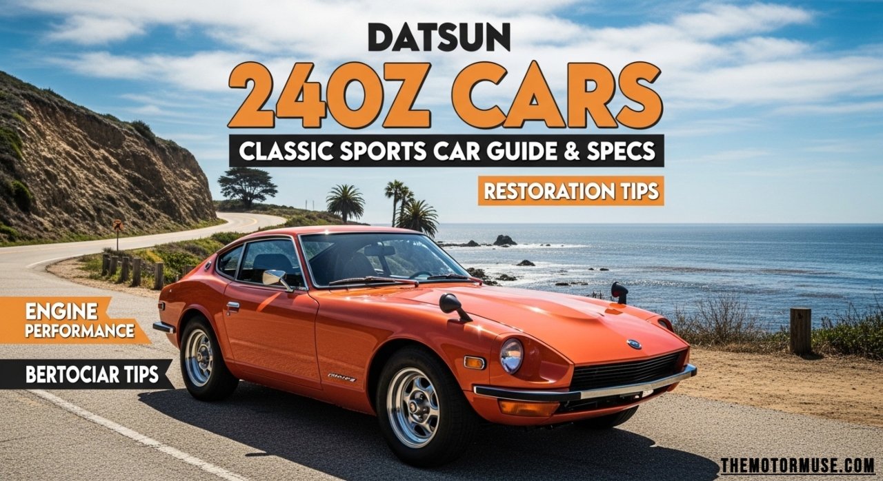 Datsun 240Z classic sports car in red on road