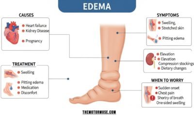 Swollen ankle showing visible fluid retention from peripheral edema