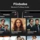 Flixbaba app interface illustration showing movie and TV show browsing, reviews, and digital entertainment features
