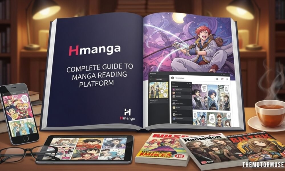hmanga manga reading platform interface on mobile and desktop