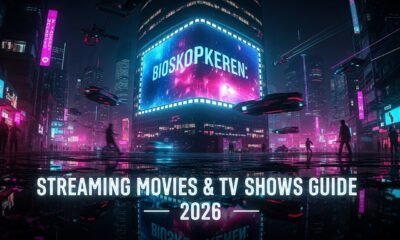 BioskopKeren streaming platform showing movies and TV series with Indonesian subtitles on a modern digital interface