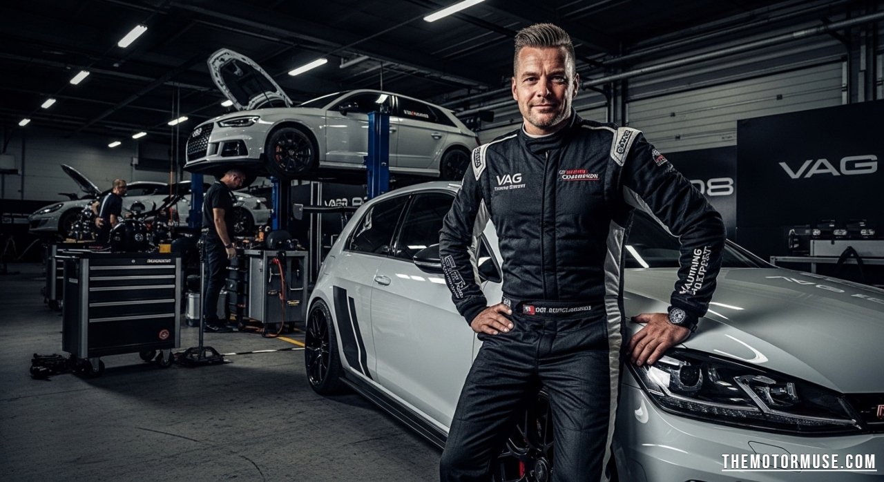 "Jeroen Dik tuning a Volkswagen and racing on the track, Dutch motorsport expert"