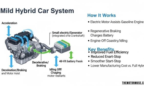 Modern mild hybrid car showing 48-volt battery system