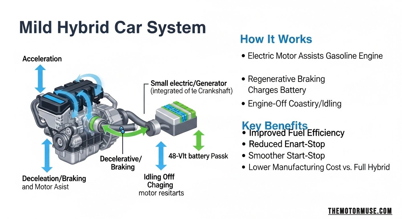 Modern mild hybrid car showing 48-volt battery system