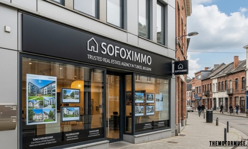 Exterior view of Sofoximmo real estate agency office in Tubize, Belgium, showcasing professional property services