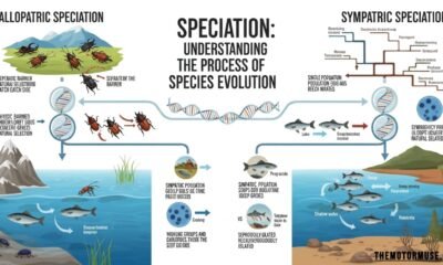Illustration of speciering showing evolution and emergence of new biological species from existing ones