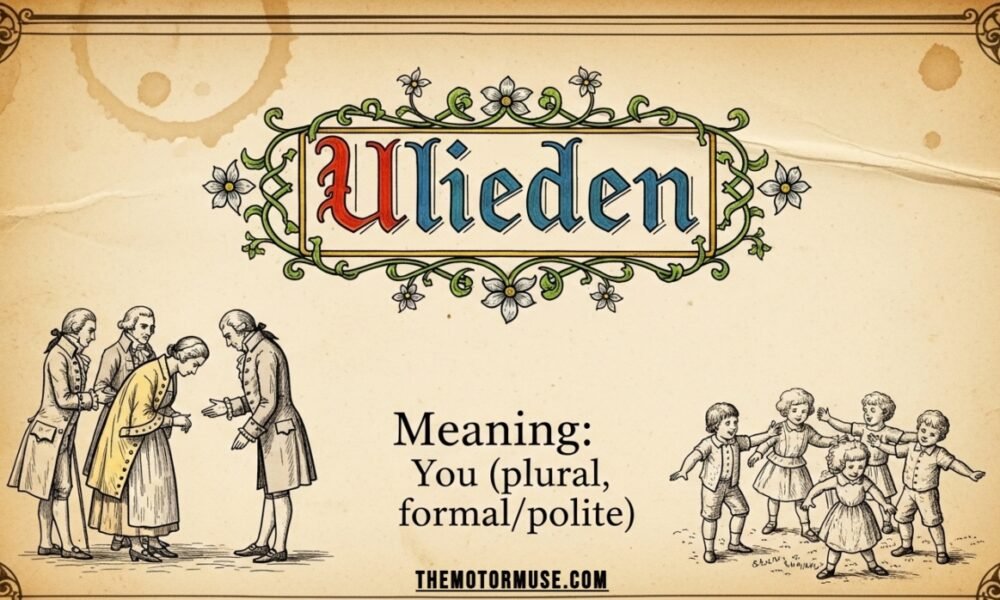 Illustration representing the archaic Dutch pronoun "Ulieden" with linguistic and historical context.