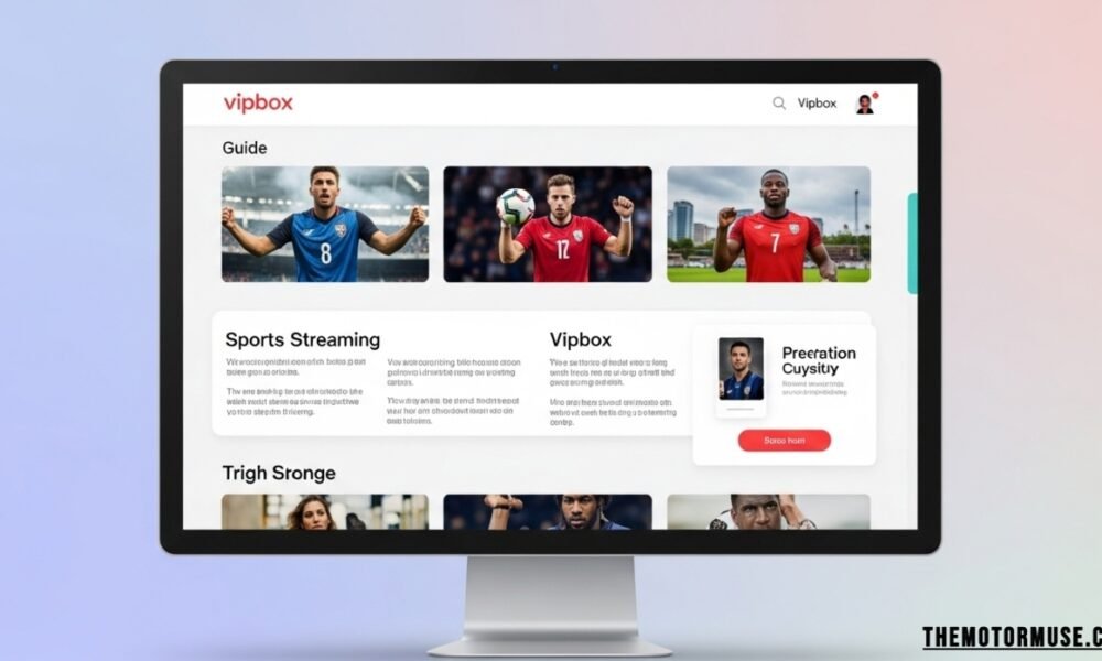 Vipbox streaming website interface showing live sports events, match schedules, and links to watch football, basketball, and other games online.