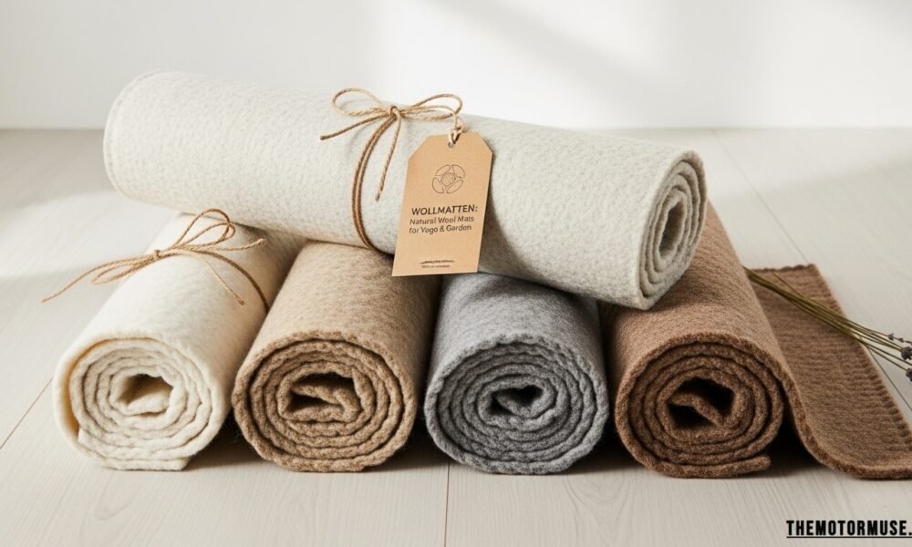 Natural wollmatten wool mat used for yoga practice indoors