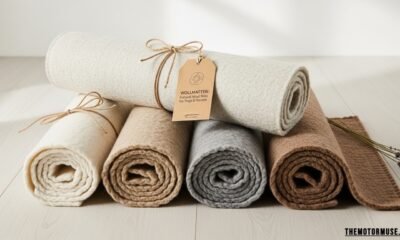 Natural wollmatten wool mat used for yoga practice indoors