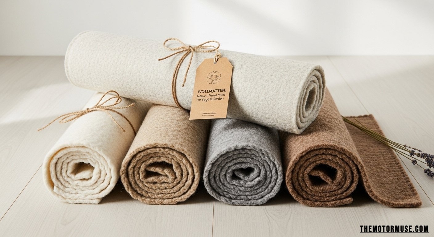 Natural wollmatten wool mat used for yoga practice indoors