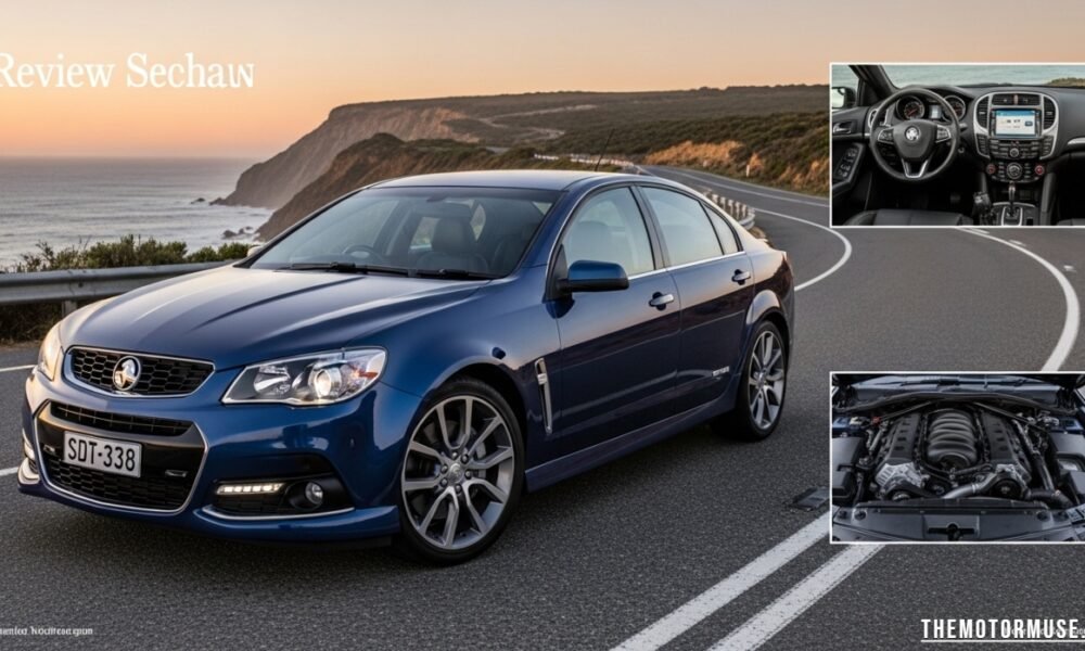 Holden Commodore Sedan parked on road, showcasing its sleek design, classic Australian full-size car features, and style