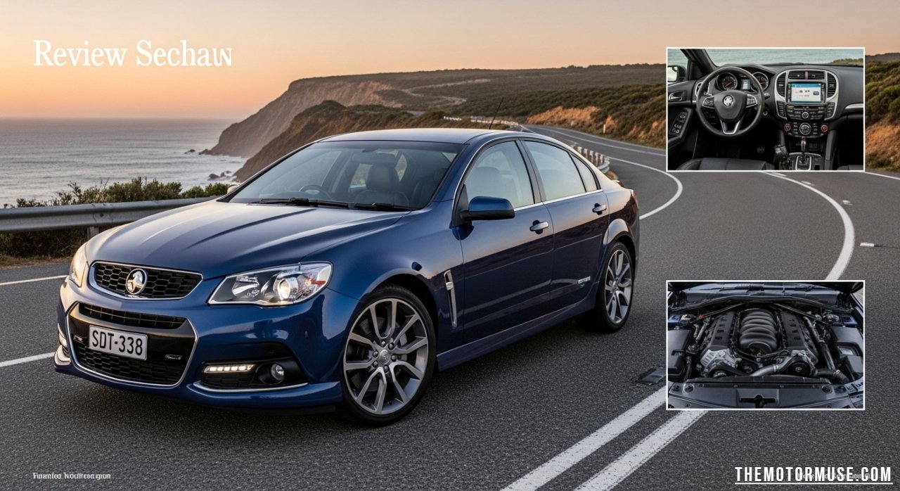 Holden Commodore Sedan parked on road, showcasing its sleek design, classic Australian full-size car features, and style