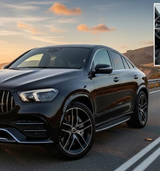Mercedes-Benz GLE Coupe on road, showcasing sleek coupe design, luxury SUV features, and modern exterior styling