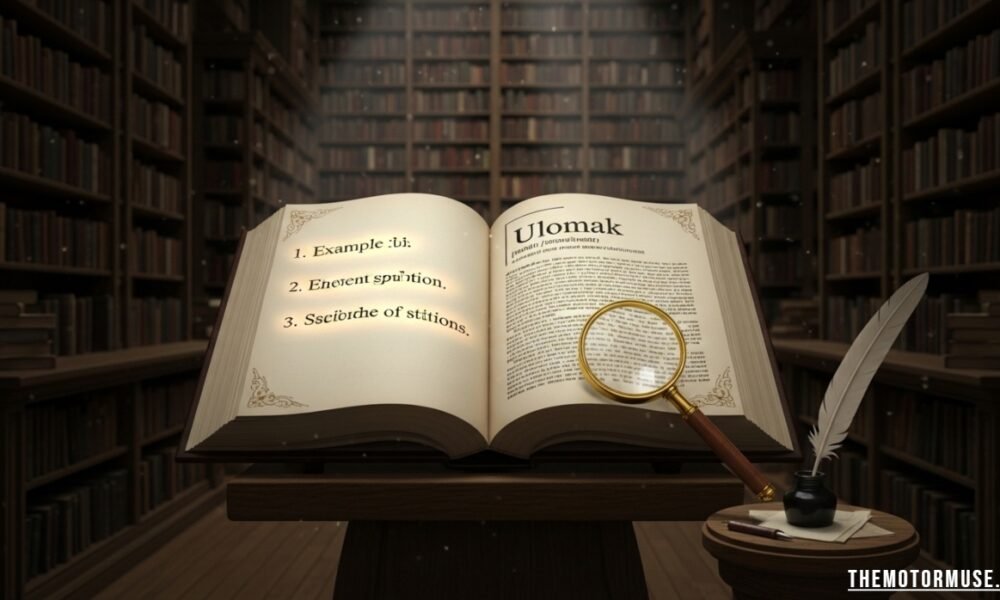 Illustration showing the concept of "ulomak" with text, paragraphs, and examples in language and writing contexts