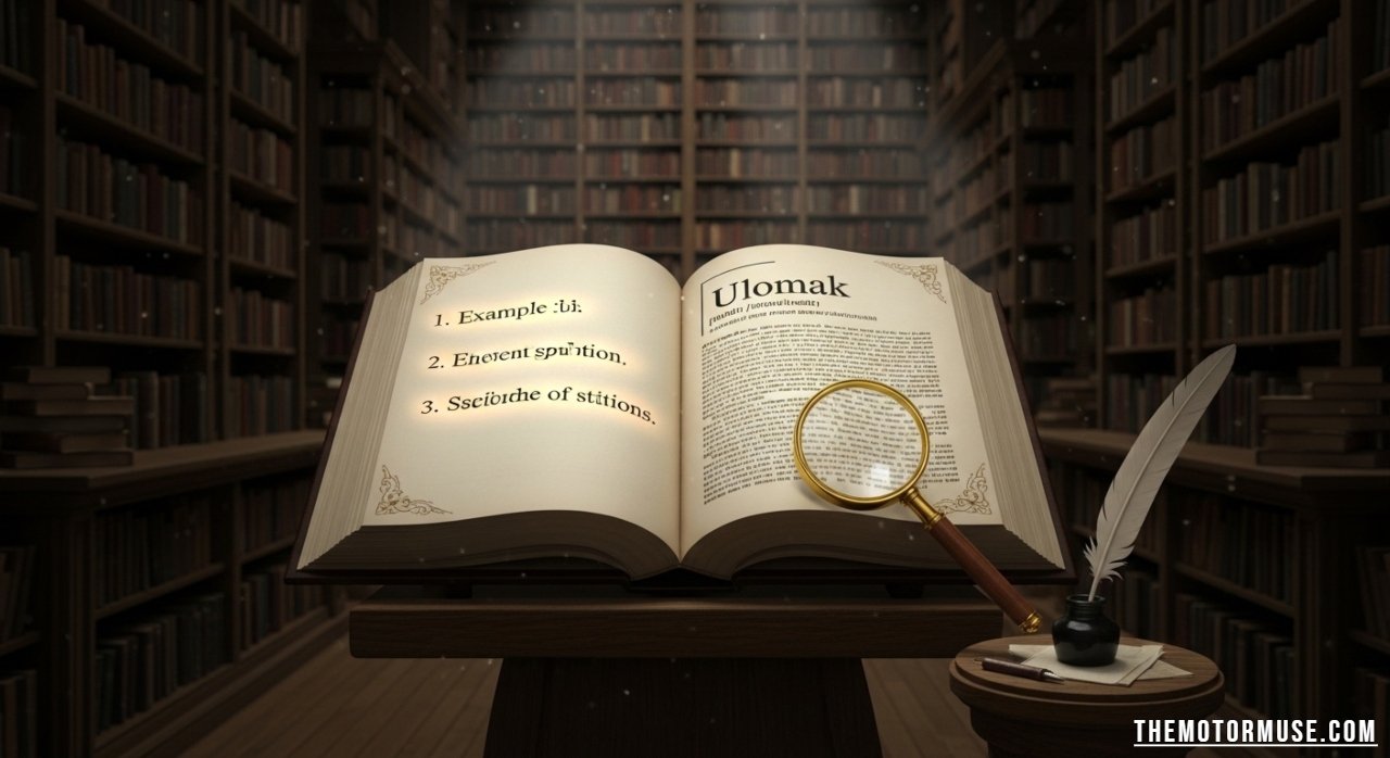 Illustration showing the concept of "ulomak" with text, paragraphs, and examples in language and writing contexts